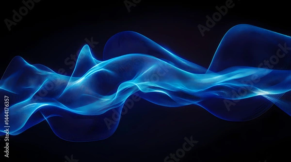 Fototapeta Abstract blue glowing lines and particles swirl against a dark background, resembling a glowing vortex of light. [Surreal Oceans] | Shimmering Abyss | glowing deeps. Illustration