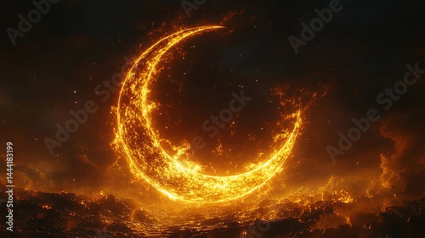 Fototapeta fiery explosion on black background