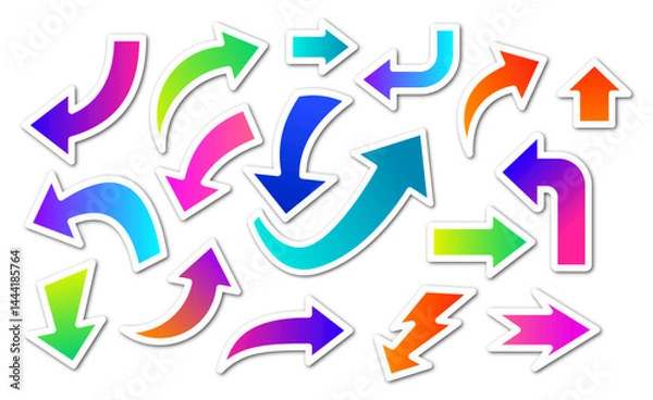 Fototapeta set of 3d colorful directional arrow element