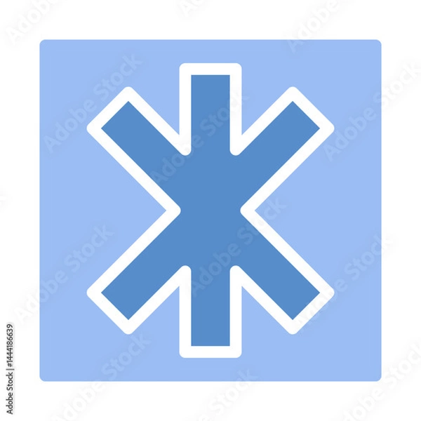 Fototapeta Blue and White Star of Life Emblem on a Square Background Design