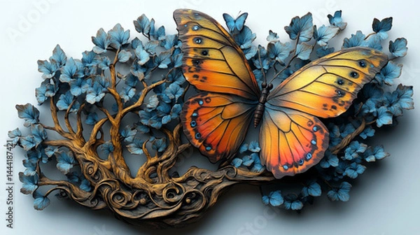 Fototapeta butterfly on a yellow flower