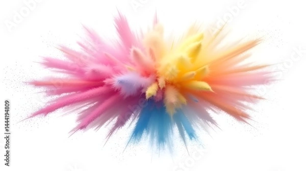 Fototapeta Explosion of rainbow dust powder translucent PNG with a background that is isolated. brilliant colourful impact, lgbt, celebration, festival, party, dynamic blast eruption, and colour run element