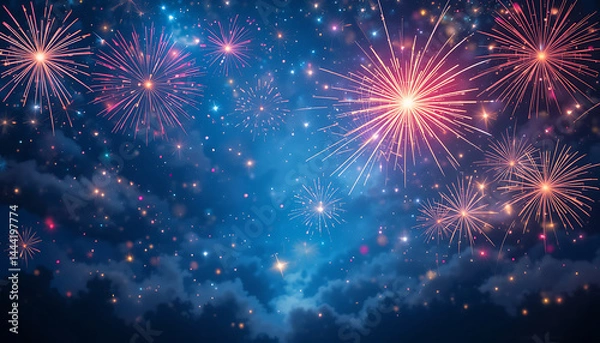 Fototapeta Explosions of Light A Firework Symphony in the Sky