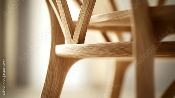 Fototapeta Close-up of a Wooden Chair with Curved Legs