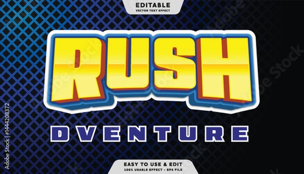 Fototapeta rush adventure editable text effect with modern style