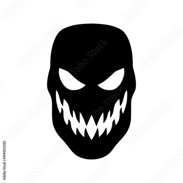 Fototapeta Evil Skull Icon - Black & White Vector