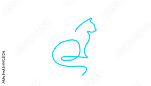 Fototapeta Minimalist line art cat icon.