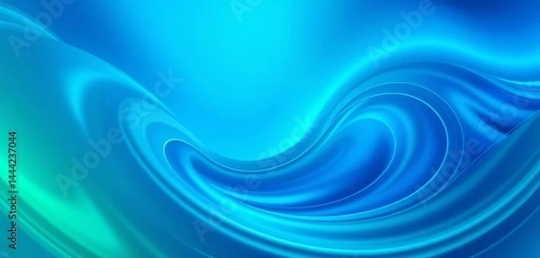 Fototapeta Abstract swirling wave, blue-green gradients, generative AI art, AI, background
