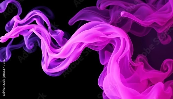 Obraz Abstract swirls of pink and purple smoke billow against a stark black backdrop, art, vapor