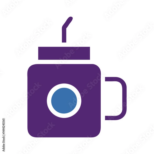Fototapeta Simplified graphic of a reusable container with a straw symbolizing sustainability