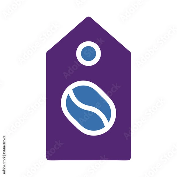 Obraz Minimalist coffee bean symbol on a purple tag evoking aroma and elegance