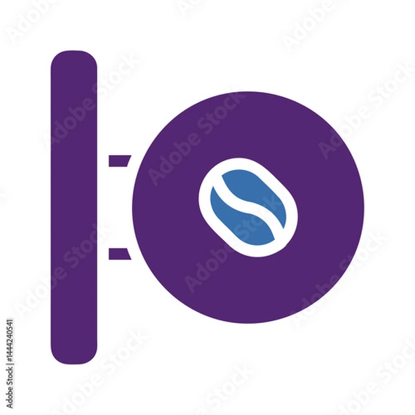 Obraz Abstract Coffee Shop Sign Design Featuring a Stylized Bean on Purple Backdrop