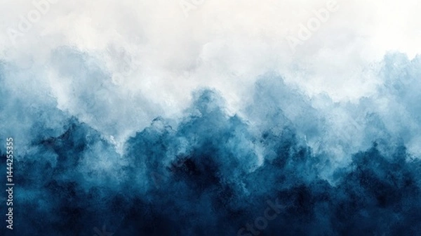 Obraz Abstract Watercolor Landscape: Serene Blue Mountains