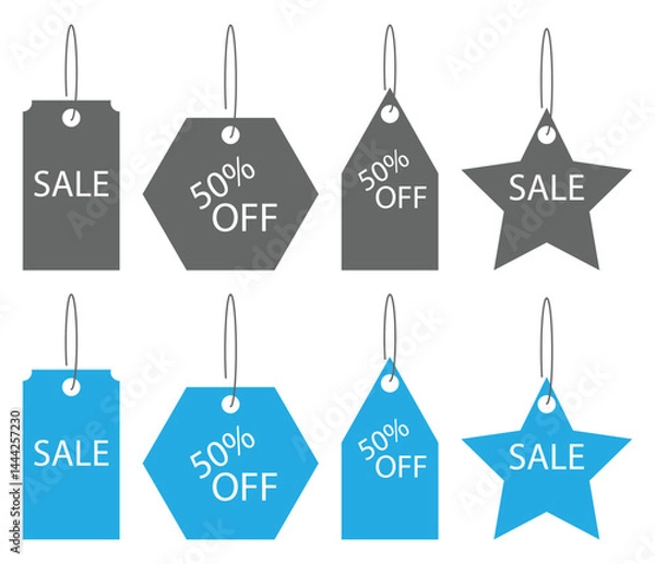 Fototapeta Discount Label with Various Shapes. vector illutration