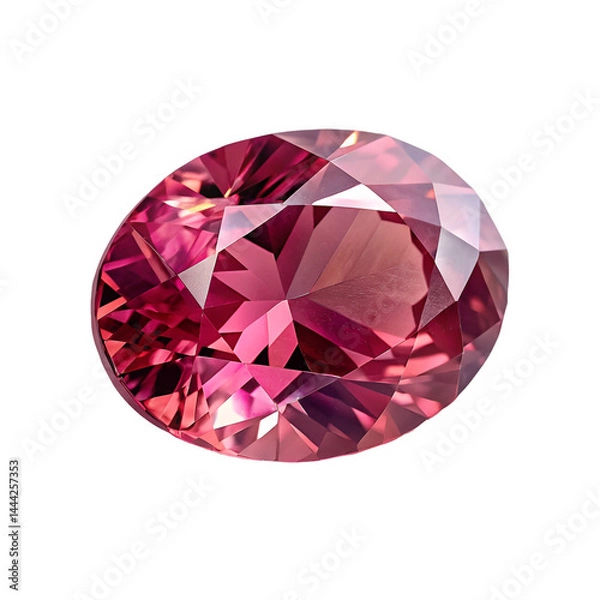 Obraz A single pink tourmaline viewed directly from the top, showcasing its vibrant pink hue and crystal clarity
