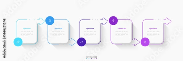 Obraz Vector Infographic label design template with icons and 5 options or steps. Can be used for process diagram, presentations, workflow layout, banner, flow chart, info graph.