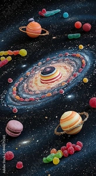 Fototapeta Surreal Ice Cream Space background. suitable for background