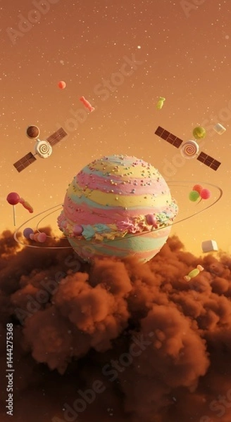 Fototapeta Surreal Ice Cream Space background. suitable for background