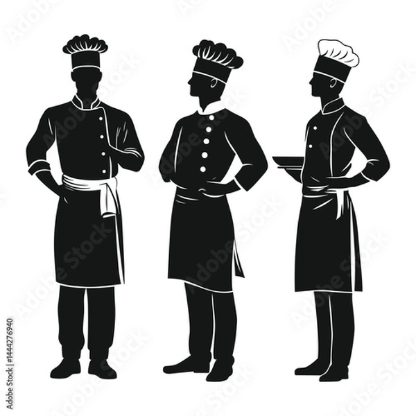 Fototapeta Set of chefs with crossed arms and confident posture