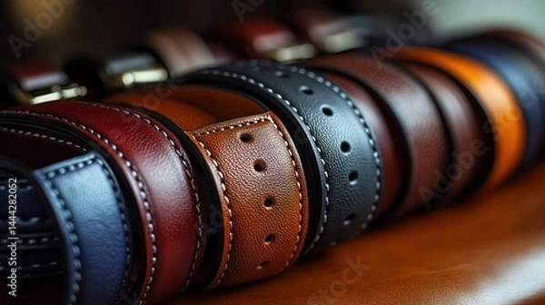 Fototapeta Luxury Leather Belts Collection: Exquisite Craftsmanship and Diverse Colors