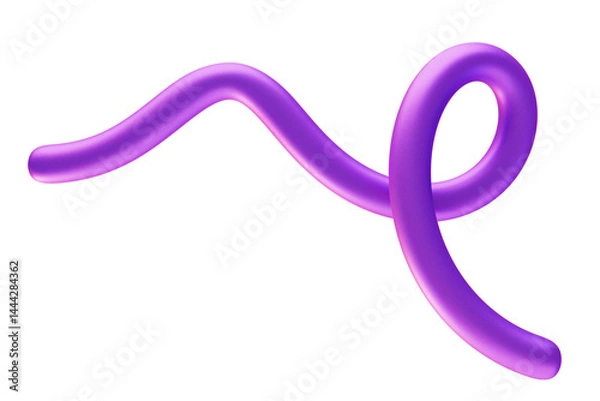 Fototapeta Curved purple wire in abstract shape 3d render illustration