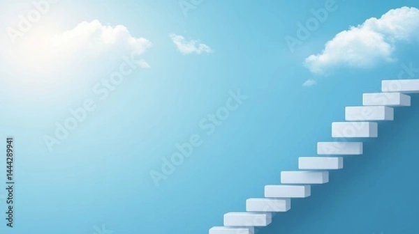 Obraz stairs rising to open sky, career growth and progress.