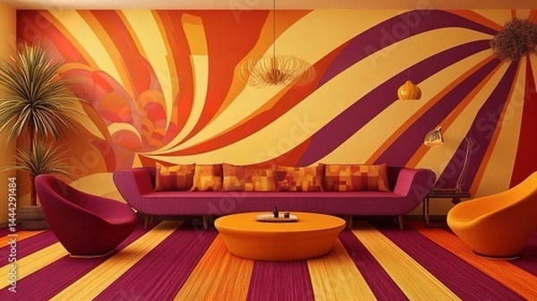 Fototapeta transform your space with a vibrant workspace poster: bold geometric patterns, colorful accents, and ergonomic furniture for an energizing and creative environment!