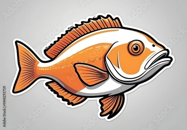 Fototapeta A sticker depicting a snapper fish, characterized by its bright eyes and detailed scales.