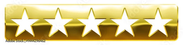 Fototapeta Golden 5 stars symbol in hollowed bar, PNG isolated
