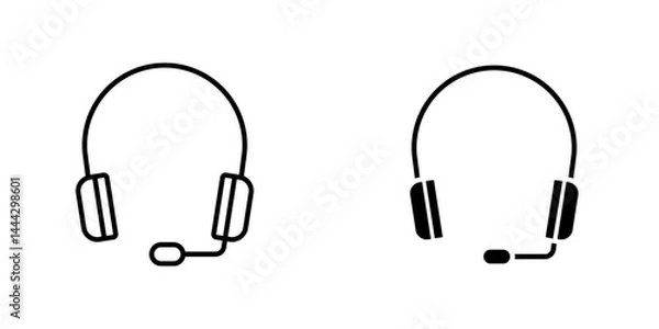 Fototapeta Headset icon symbol collection on white background.