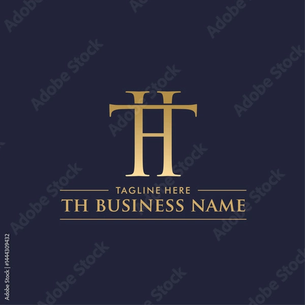 Fototapeta Vector logo with a combination of letters T and H, an elegant and luxurious logo