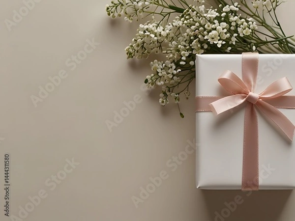 Obraz gift box on cream background