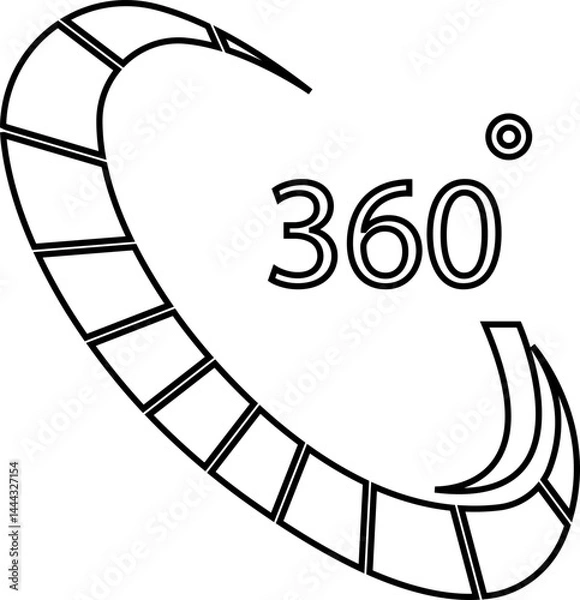 Obraz Angle 360 degrees icon Rotation Degree icons Flat vector, geometric mathematical angle radian of 360 rotation arrow symbol, isolated on transparent background, used for mobile app, web page or ui