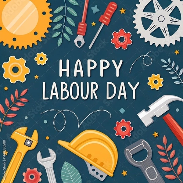 Fototapeta Happy labour day wishing card
