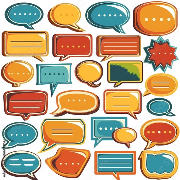 Obraz Message Template - Chatting SMS Template Bubbles Isolated on Transparent Background