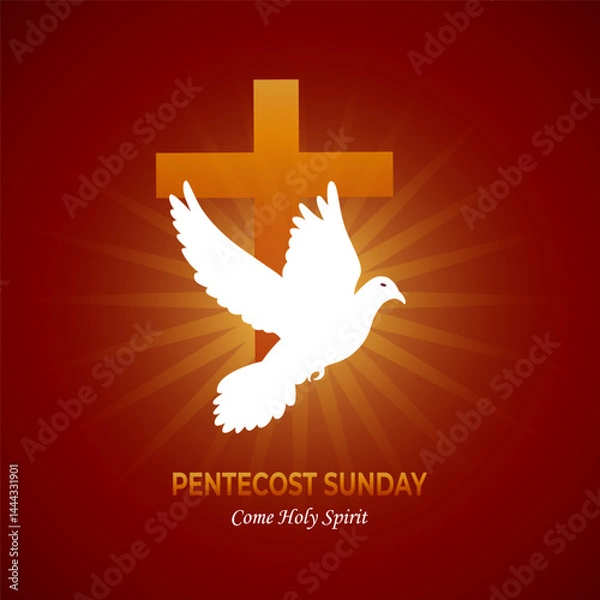 Fototapeta Pentecost sunday holy spirit greeting card banner. Illustration