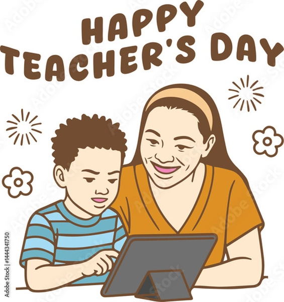 Obraz Teachers Day and Student Doodle Character Cute