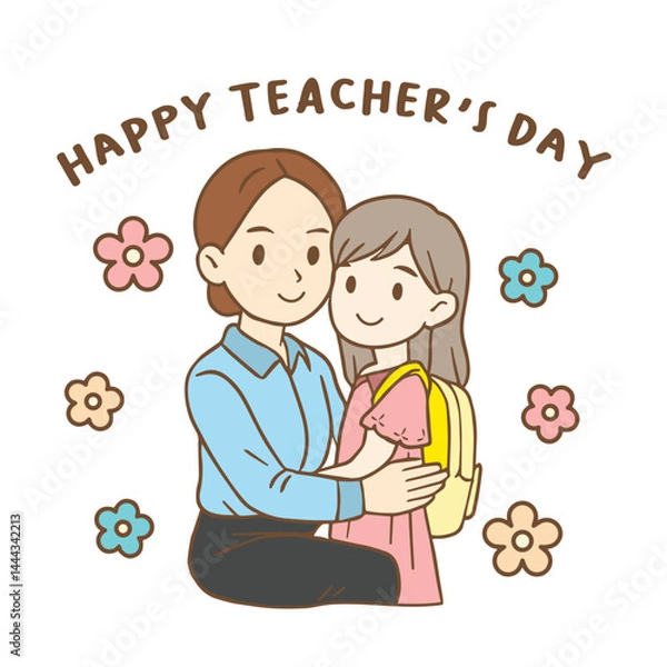 Obraz Teachers Day and Student Doodle Character Cute