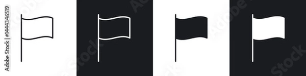 Fototapeta Flag icon in thin line and Flat Design.