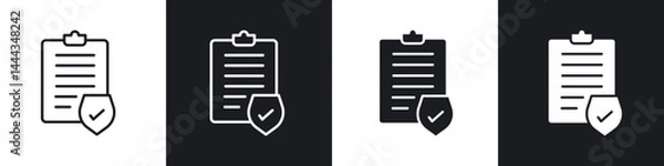 Obraz Insurance policy icon in thin line and Flat Design.