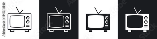 Fototapeta Television icon in thin line and Flat Design.