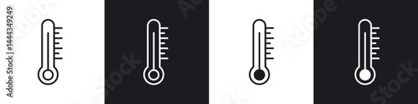 Fototapeta Thermometer icon in thin line and Flat Design.