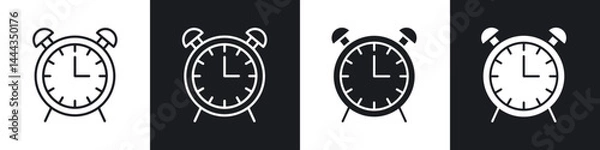 Fototapeta Clock icon in thin line and Flat Design.
