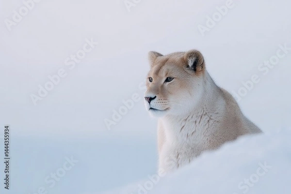 Fototapeta singular rare animal in focus surrounded by blank terrain emphasizing minimalism and tranquility