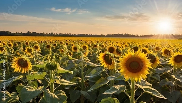 Obraz sunflower field with blue sky summer