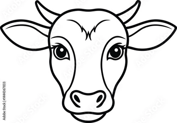 Obraz simple black and white cow head illustration