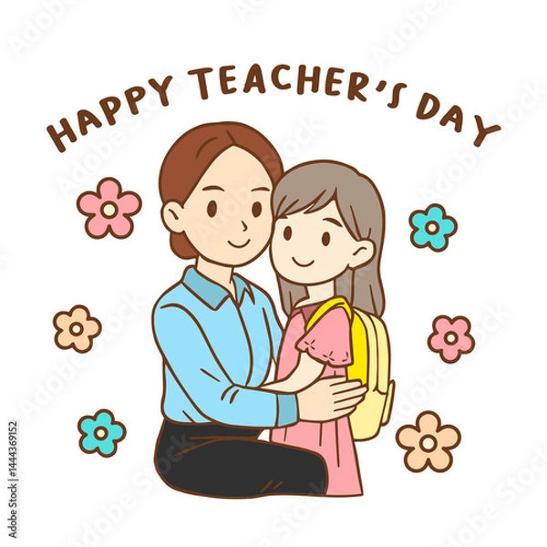 Obraz Teachers day with student doodle character cute