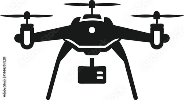 Obraz  black and white illustration of a drone with camera
