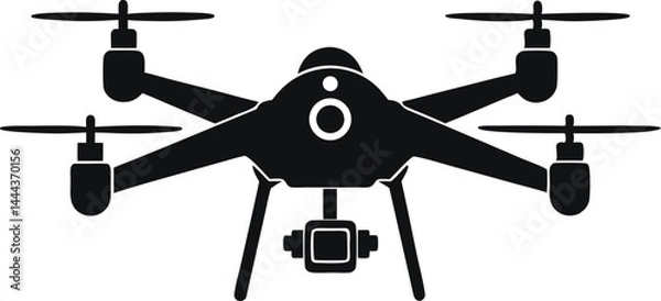 Obraz  black and white illustration of a drone with camera
