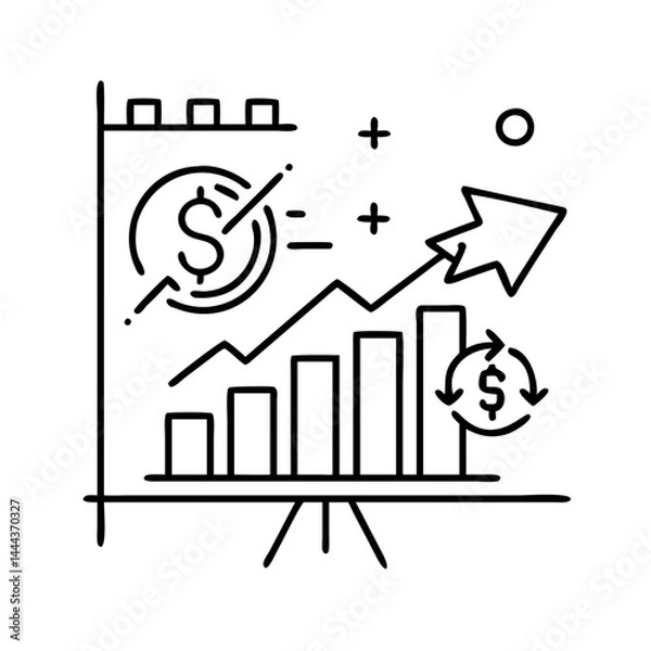 Fototapeta market trends icon, market trends line art - simple line art of market trends, perfect for market trends logos and icons